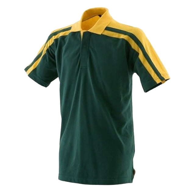 Finden & Hales - Polo deportivo/de deporte Modelo Racing para hombre/caballero - Verano/ Deporte (Verde botella/ Amarillo)