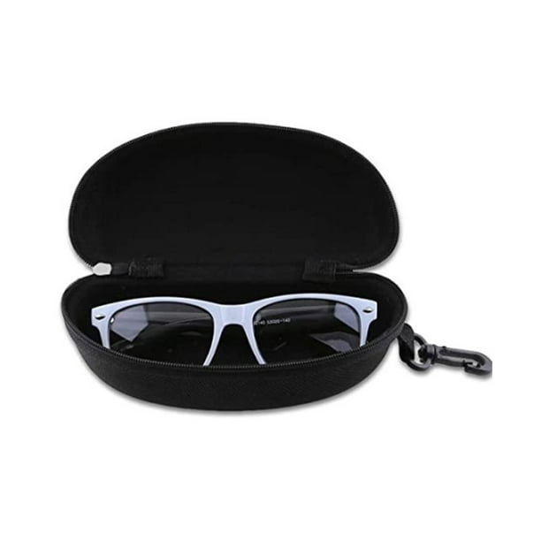 3 Pack Zipper Shell Eyeglasses and Sunglasses Case with Plastic Carabiner  Hook，Black 