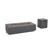 Jaxon Outdoor 56 Rectangular Propane Fire Table with Lava Rocks, Gray