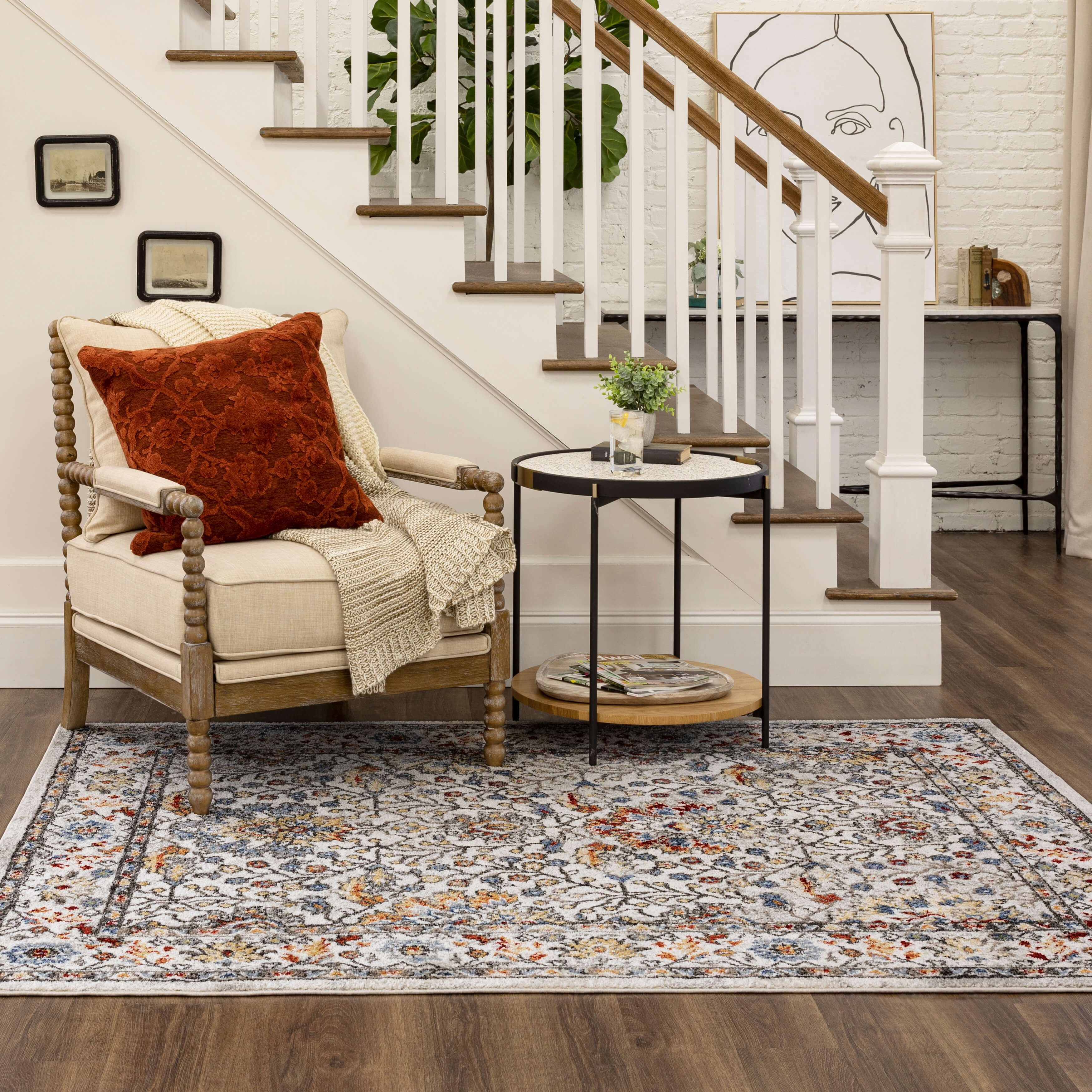 Mohawk Home Warrens Indoor Floral Area Rug, Grey, 3' 3" x 5'