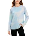thumbnail image 2 of Girls Tie Dye Long Sleeve Sun Protection Shirt Quick Dry Breathable UPF 50+ Outdoor Active Blue,Size 14-15 T, 2 of 6