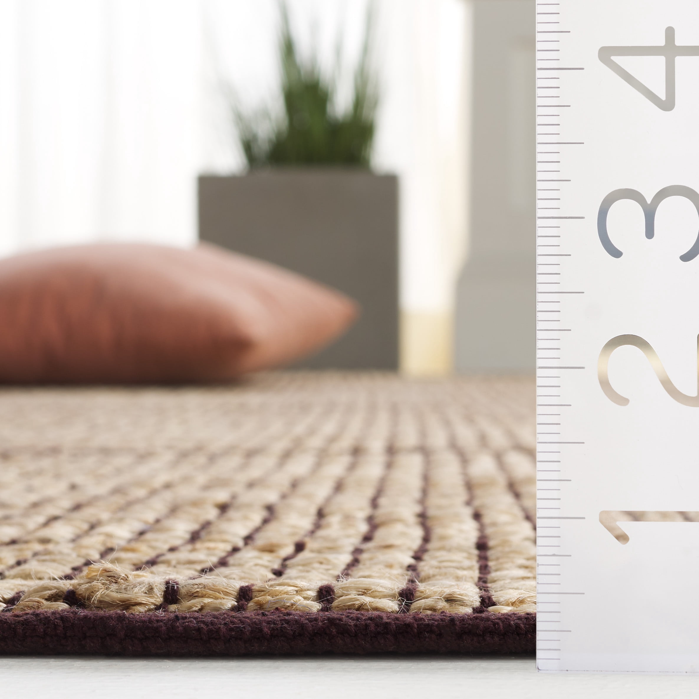 SAFAVIEH Natural Fiber Kagan Geometric Area Rug, Natural/Brown, 6' x 6' Square