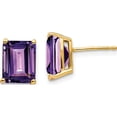 thumbnail image 1 of 14K Yellow Gold 9X7mm Emerald Cut Amethyst Earrings (9 X 7) Made In India xe68am, 1 of 5