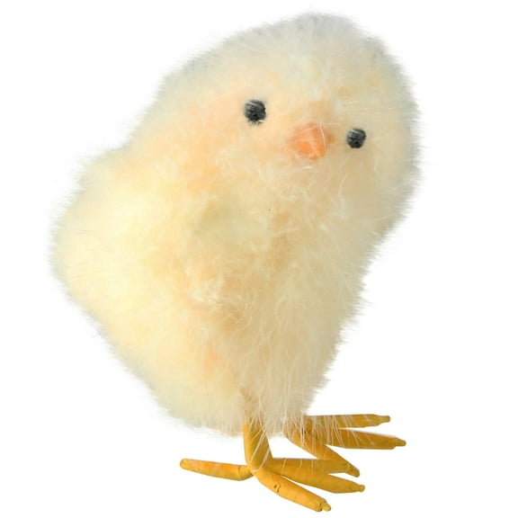 5" Decorative Yellow Furry Chick Figure Facing Right