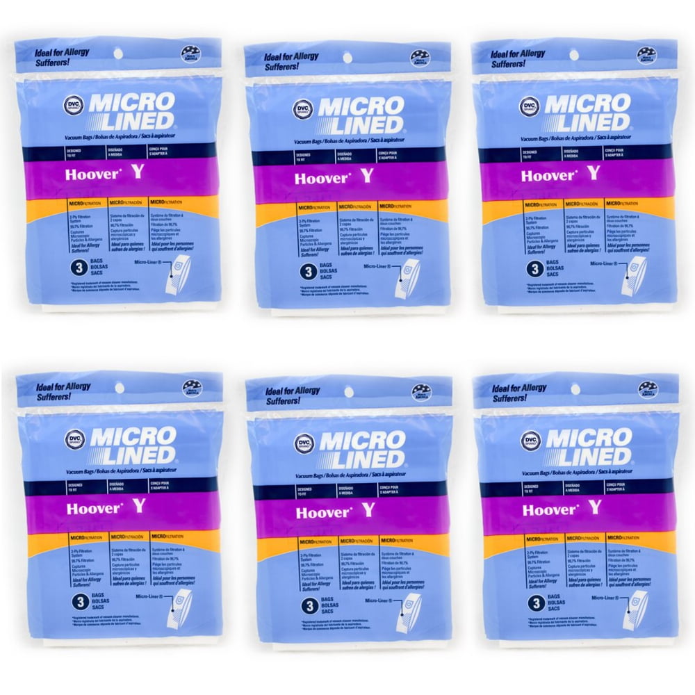 18 Hoover Type Y Vacuum Bags Fits Hoover WindTunnel Upright Vacs by DVC