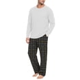 thumbnail image 4 of VV AVEORS Christmas Pajamas For Men Cotton Plaid Pajama Set Long Sleeve Pj Set Comfy Sleepewear Crew Neck Pajama With Pants Dark Blue XL, 4 of 6