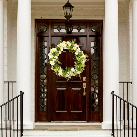 Wzzjkit Door Wreath, Spring Leaf Wreath Plastic Artificial Home Decoration Wreath Front Door, Wreaths for Front Door