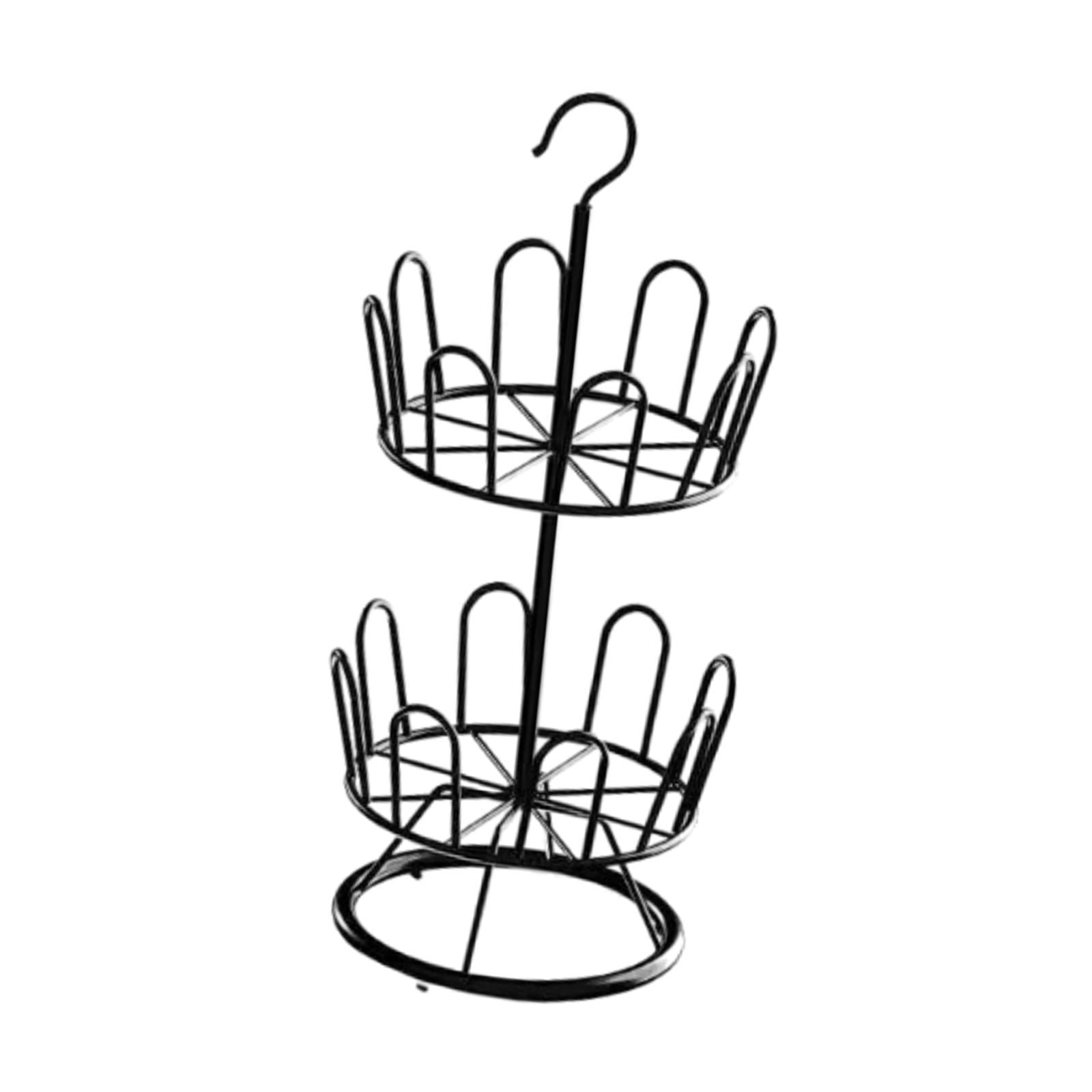 Baoblaze Revolving Shoe Rack Modern Metal Shoe Tree Rack for Apartment Farmhouse Dorm Black 2 Tiers