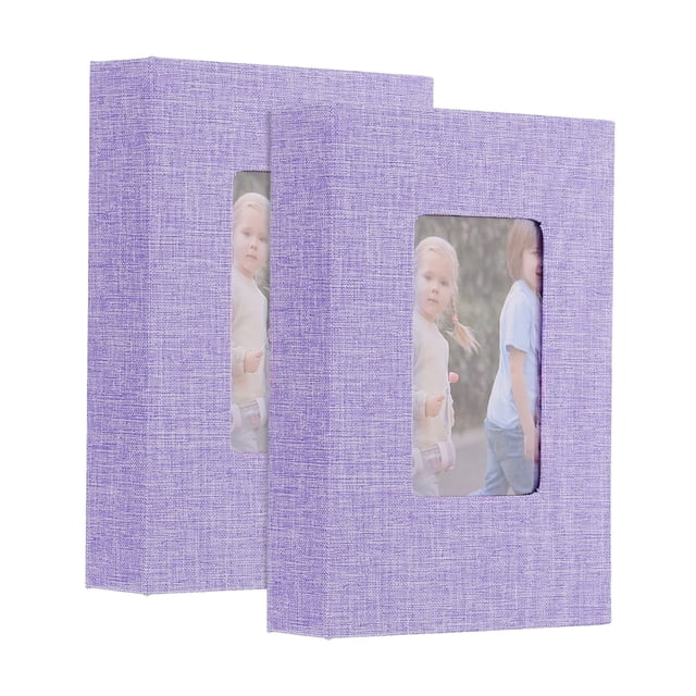 2Pack Small Photo Album, 4x6 Linen Cover Picture Book Hold 52 Photos, Purple
