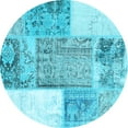 thumbnail image 1 of Ahgly Company Indoor Round Patchwork Light Blue Transitional Area Rugs, 6' Round, 1 of 4