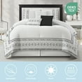thumbnail image 2 of Lanco 7 Piece White Black Comforter Set, California King Size Clip & Microfiber Print Bedding Set, All Season Geometric Bedding, Matching Pillows , Shams , Bed Skirt, 2 of 7