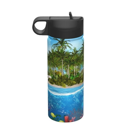 

Uemuo Island And Coral Reef Print 18oz Sports Insulated Kettle Water Bottle Outdoor Sports Bottle Insulated Hydration Bottle with Handle & Flip Straw