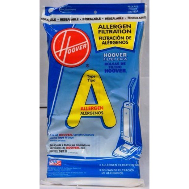 Hoover Filter Bags Type A Allergen Filtration 4010100A (3 Packs of 4