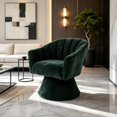 thumbnail image 2 of 360 Degree Swivel Accent Chair with Channel Tufting in Green Corduroy, 2 of 10