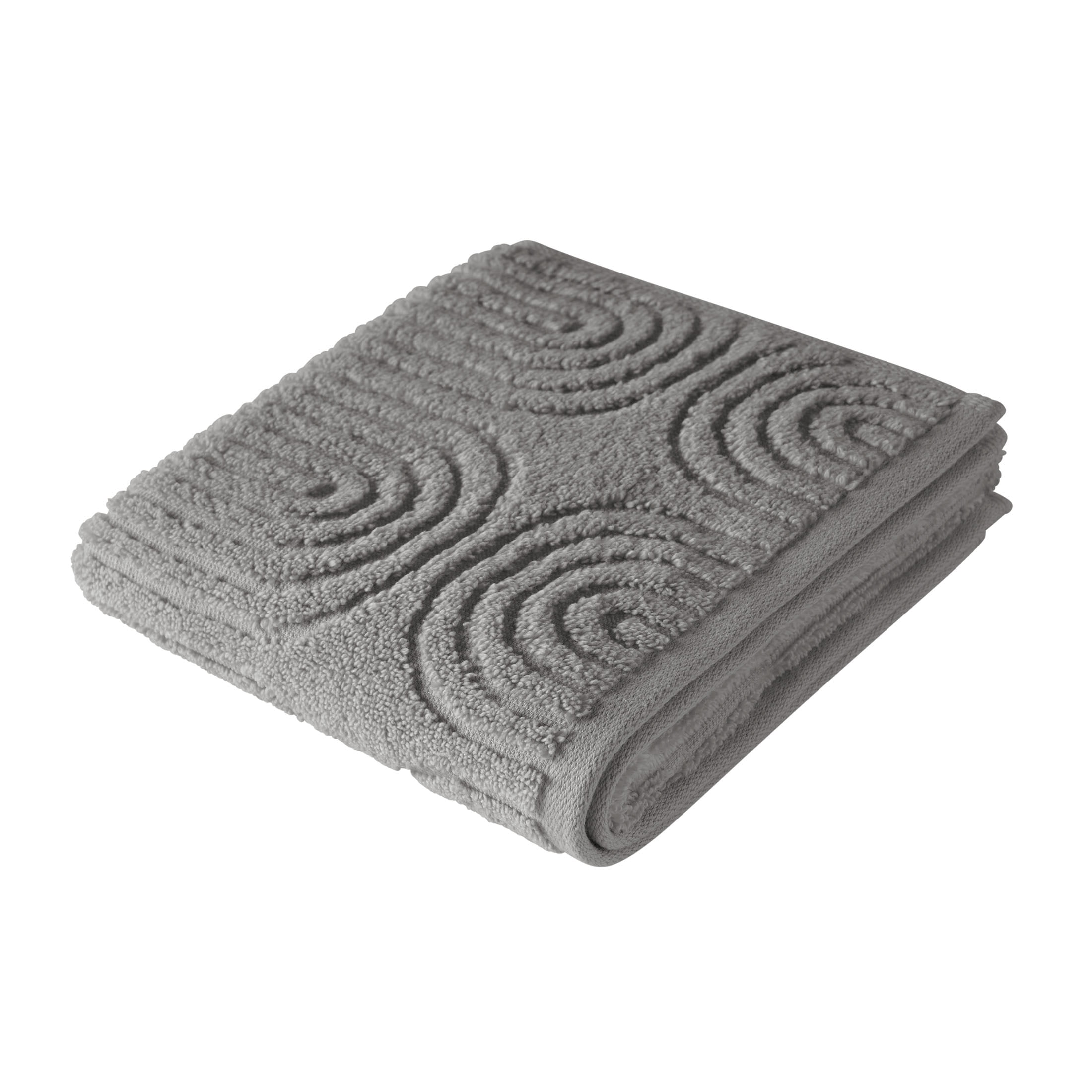 Beautiful by Drew Barrymore Textured Hand Towel, Soft 100% Cotton, Charcoal Gray