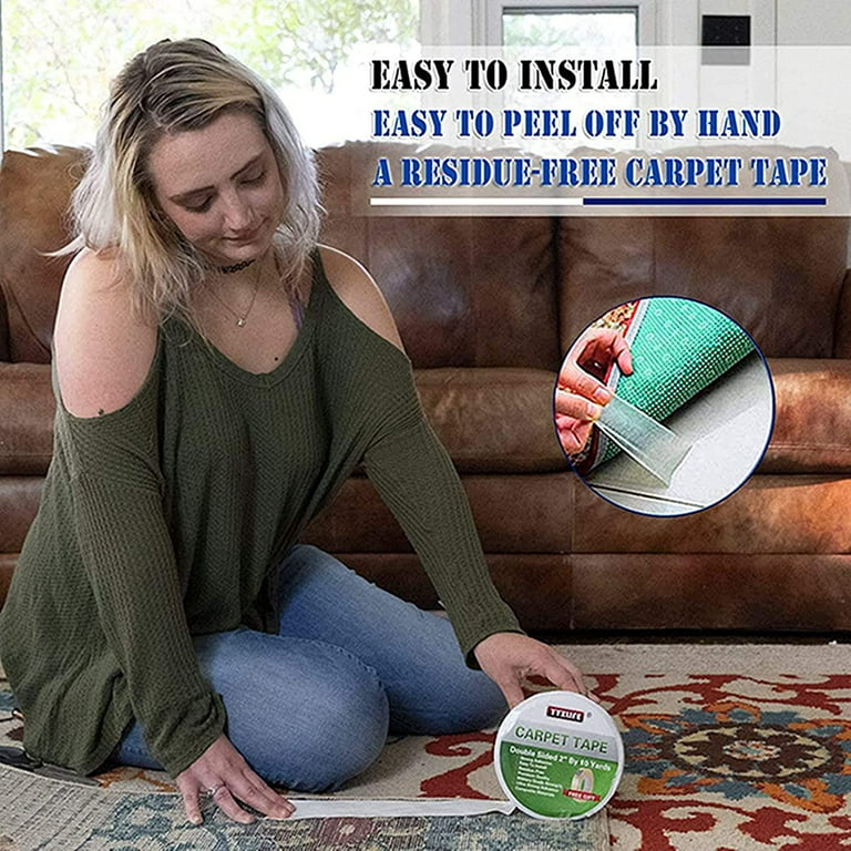 XFasten Double Sided Carpet Tape - 2” x 10 yds, 1” Core Residue-Free Heavy  Duty Carpet Tape for Area Rugs Over Carpet, Keep Rug in Place, Surface Safe