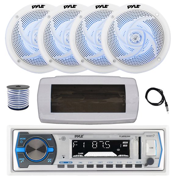 Pyle PDWR51BTWT Bluetooth Indoor Outdoor 5.25 In Speaker System, White (4 Pack