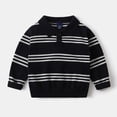 thumbnail image 2 of Gubotare Sweater for Kids Boy Boys Sweaters Toddler's Pullover Sweater Little Kid's Ribbed Knitted Tops Knitwear 5T 6T (Navy,5-6 Years), 2 of 9