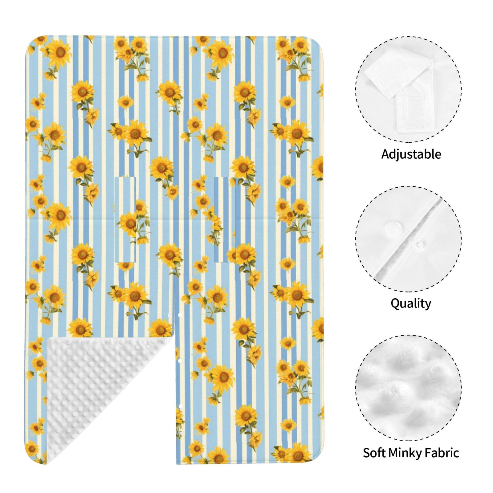 Naloa Blue White Striped Sunflower Baby Car Seat Cover, Breathable Baby Carrier Cover, Multiuse Baby Carrier Cover & Nursing Breastfeeding Cover