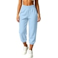 thumbnail image 2 of Pants for Women Baeitkot Women's Linen Casual Solid with Pocket Elastic Waist Cargo Pants, 2 of 8