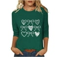 thumbnail image 3 of RKSTN Valentines Gift 3/4 Length Sleeve Womens Tops Oversized Crewneck Valentine Day Loves Heart Graphic Print Short Sleeve T Shirt Womens Casual Plus Size Round Neck Three Quarter Sleeve Tee Shirt, 3 of 6