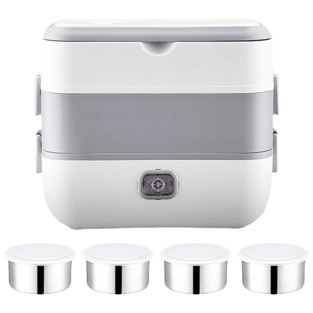 Boîte à Lunch 2L Portable Cuisson Chauffage Boîte à Lunch Multifonctionnelle Rangement Réchauffeur Récipient Cuiseur à Riz Cuiseur Vapeur Eu et Anglais 220v, Us 110V