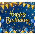 thumbnail image 3 of Blue Background Happy Birthday Banner with Balloon Star and Firework Elements Party Decoration Photography Props for Birthday Party Celebration Event Decor Backdrop, 3 of 7