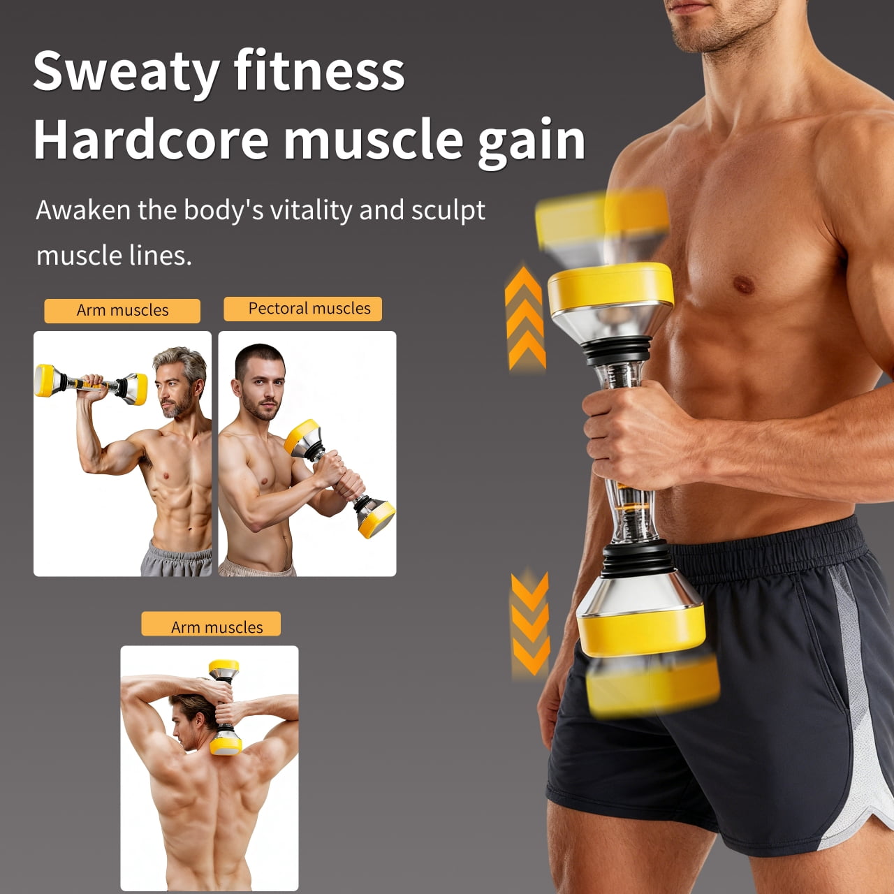 Adjustable Dumbbell Set 22-66 lbs, Shaking Weight for Full Body Workout, Home Gym Equipment for Men & Women, Adjustable Weight for Arm, Core & Chest Training Fitness Dumbbells