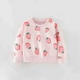 thumbnail image 2 of FYDUU Girls Hoodies Sweatshirts Cute Cartoon Strawberry Print Long Sleeve Casual Pullover Top For Toddler Kids Loose Fit Fall Winter Clothes Vintage Halloween 4-5 Years, 2 of 6