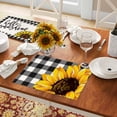 thumbnail image 4 of SPXUBZ Placemats, Black and White Buffalo Plaid Sunflower Gnome Little Bee Hello Sunshine Kind 18x12 Inch Placemats for Family Table Holiday Decorating Placemat Set of 4, 4 of 5