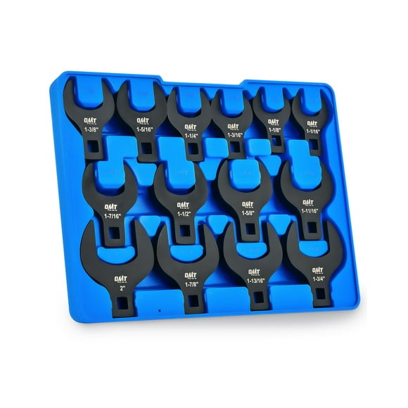Orion Motor Tech 14 Piece Jumbo Crowfoot Wrench Set, SAE Crows Foot Wrench Set for 1-1/16" to 2" Flare Nuts for 1/2" Drive Rachets & Extenders, Blacke