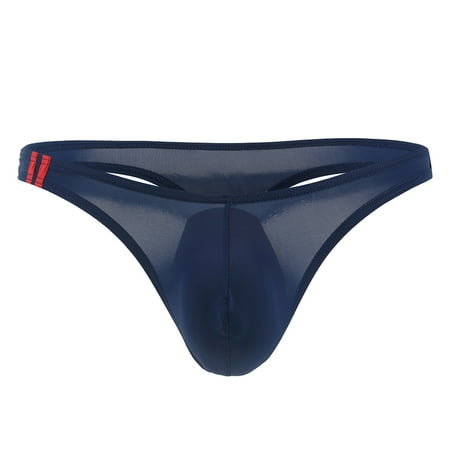 

HEVIRGO Sexy Men Solid Color U Convex Bulge Pouch T-Back Thong Briefs Low Rise Underwear
