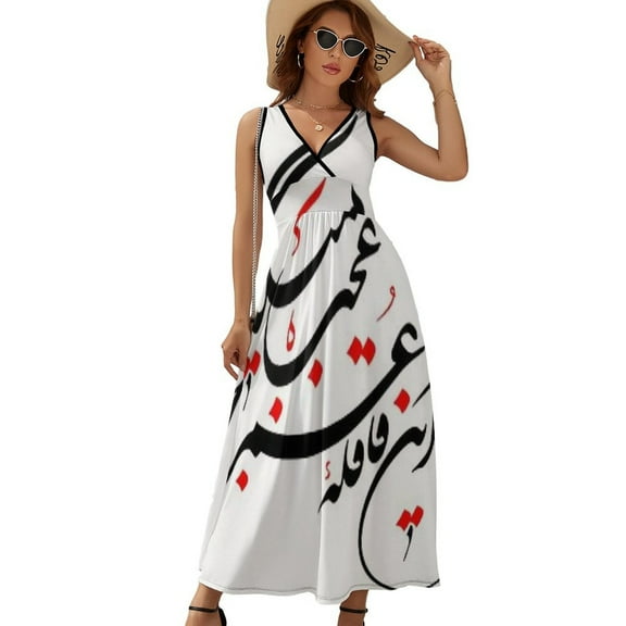 Persian Calligraphy (Life & Time) Sleeveless Dress Summer Women Clothes Dress for Pregnant Women Dresses