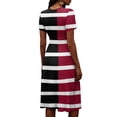 thumbnail image 6 of Minjewel Women's Striped V-Neck Short Sleeve Breton Top Shift Mini Dress - Summer Casual Beach Outfit, Loose Flowy Party Dress, Comfy Vacation Outfit,Red,S, 6 of 6