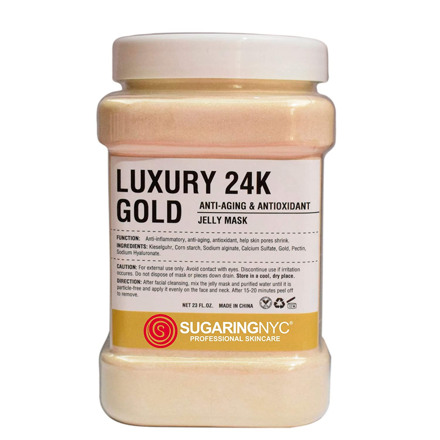 Vajacial Jelly Mask Peel-Off Bikini, Underarm Mask, 24K Gold, Professional Size 23 oz by Sugaring NYC Active