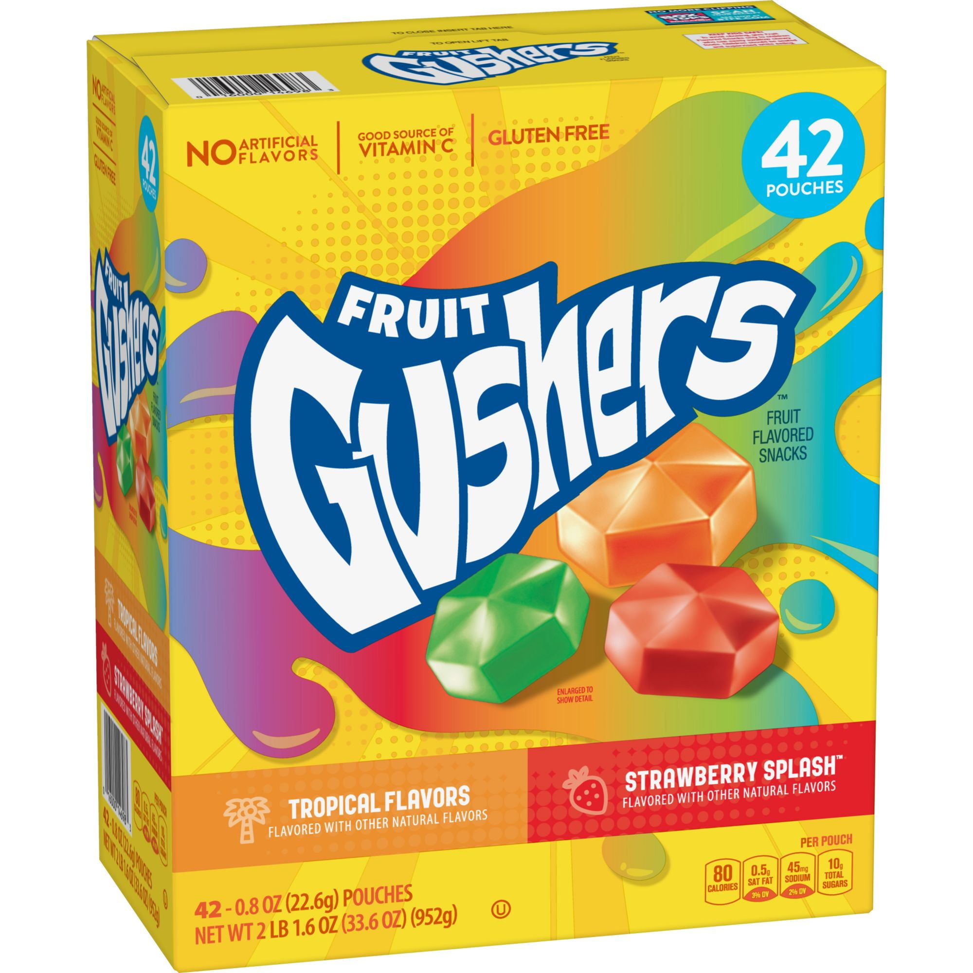 Gushers Strawberry Splash and Tropical Flavor Fruit Snacks 42 Count.