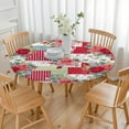 thumbnail image 3 of Pioneer Flower Floral Print Pattern Round Fitted Tablecloth with Elastic Edge,Dining Table Cover Waterproof,Outdoor Round Tablecloth for Camping,Dining,Indoor and Outdoor, 3 of 7