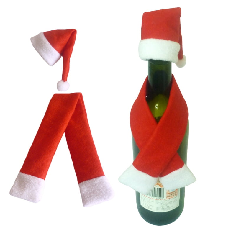 10pcs/Set Mini Christmas Hat Santa Claus Hat Xmas Apple Wine Bottle Caps C T7C6 