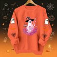 thumbnail image 2 of Livrdious Spooky Season Sweatshirts Womens Ghost Pumpkin Graphic Sweatshirt Crew Oversized Pullover Sweatshirt, 2 of 6