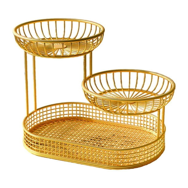Cesta de frutas Cesta de frutas de metal Ahorrador de espacio Contenedor multifuncional Verduras oro