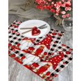 thumbnail image 3 of Valentines Placemats Gnome Love Heart Heart Balloon Valentines Day Place Mats for Dining Room Black Bufallo Plaid Washable Table Mats for Kitchen Dining Decorations Set of 6, 3 of 6