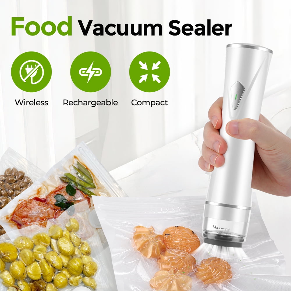 Compact Vacuum Sealer for Food Sealer, Handheld Portable Vacuum Sealer Machine with 30 Reusable Bags for Food Storage, Rechargeable Food Vacuum Sealing for Kitchen Travel Fridge Meal Prep
