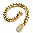 thumbnail image 3 of New Fashion Gold Women Mens Chain Link 316L Stainless Steel Miami Cuban Bracelet, 3 of 3