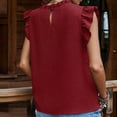 thumbnail image 7 of WCMZJ Women's Summer Pleated Sleeveless Tops Ruffle Shirts Crew Neck Tank Top Office Work Business Tunic Blouse 2025 Wine XL, 7 of 7