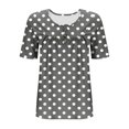 thumbnail image 6 of T Shirts for Women Plus Size Short Sleeved Polka Dot Round Neck Button Up Pleated T Shirt Top, 6 of 6