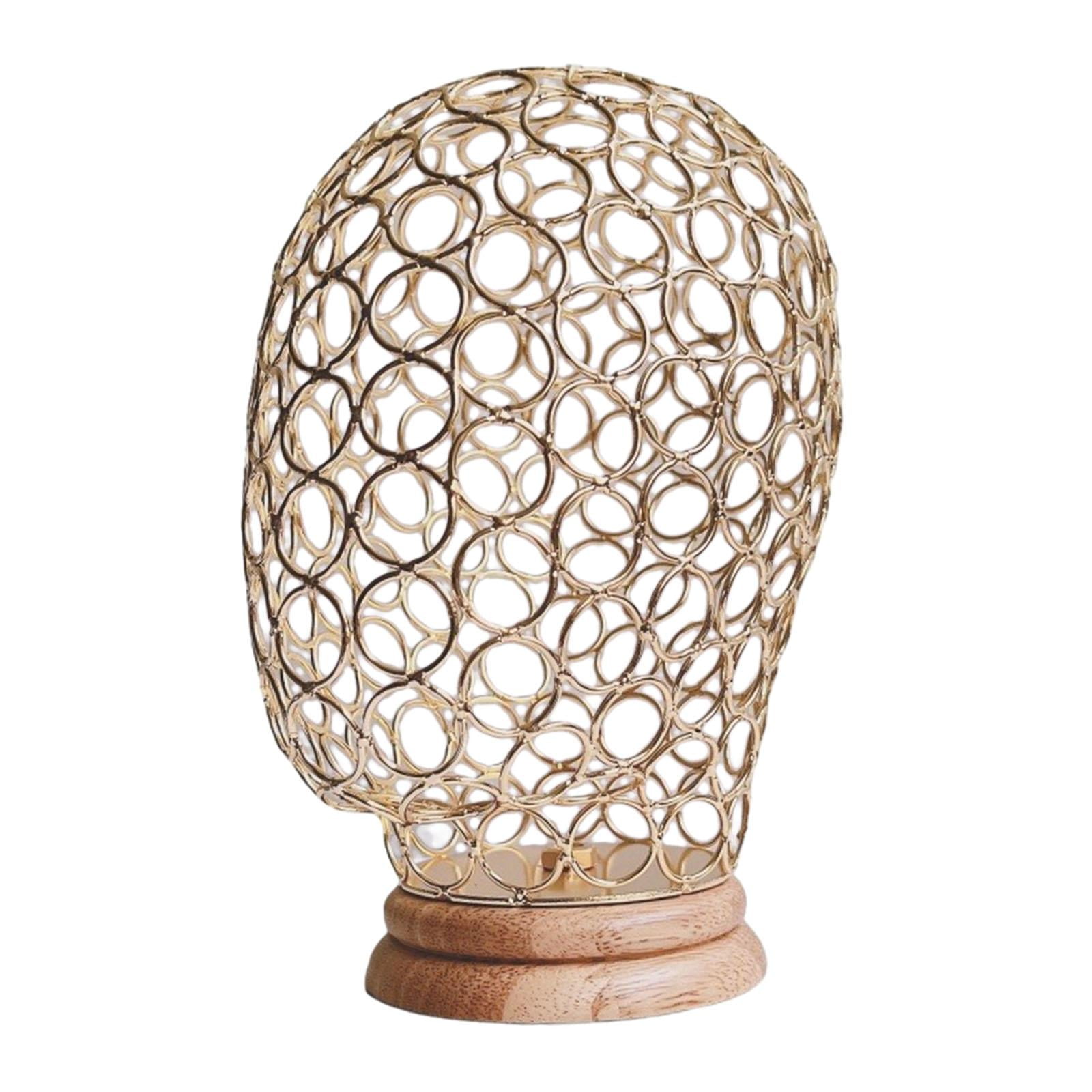 TOOYFUL , Holder with Wooden Base, Hat Display Stand, Metal Hollow Mannequin Head for Hats Jewelry Headphones s Gold