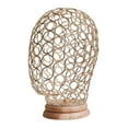 thumbnail image 2 of Cabeza de maniquí hueca de metal con base de madera para pelucas y auriculares. Oro, 2 of 9