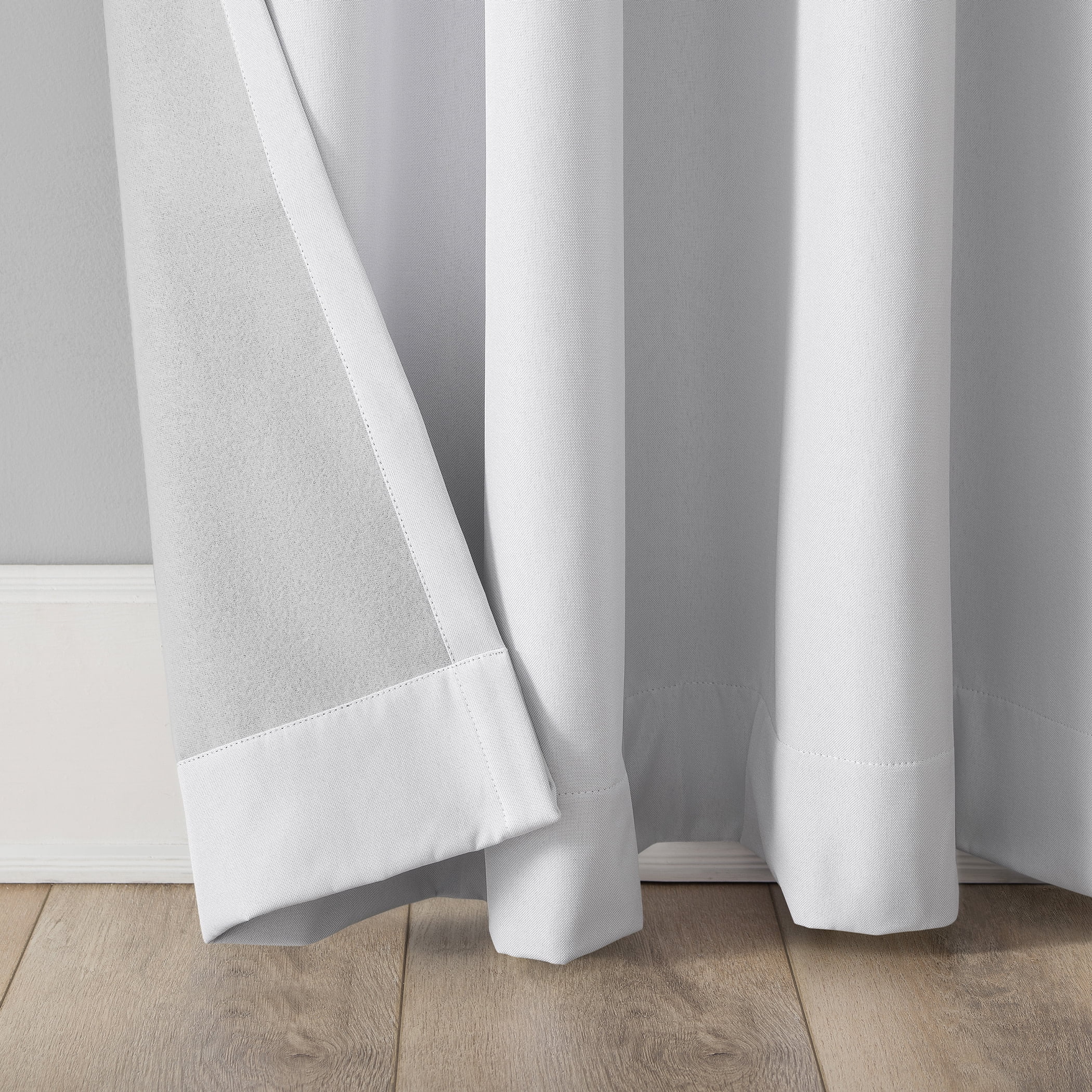 Sun Zero Tyrell Tonal Texture Draft Shield Fleece Insulated 100% Blackout Grommet Curtain Panel In Dove White, 50"X84", Dove White
