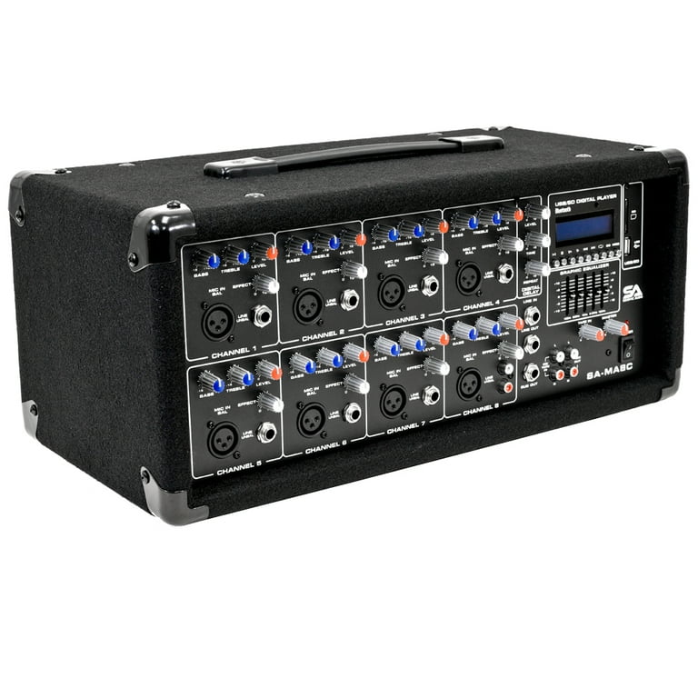 Seismic Audio 400W Powered PA Head Audio 8-Channel Mixer with