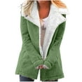 thumbnail image 2 of gbyLJF Womens Fleece-lined Jackets Solid Color Lapel Long Sleeve Zip Up Coats Winter Casual Warm Outwear Coats with Pockets, 2 of 6